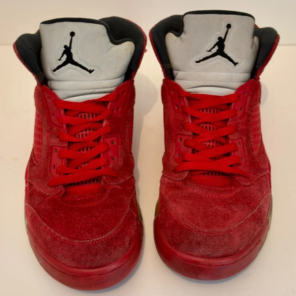 Air Jordan 5 Retro Red Suede 2017 136027-602 Red Black Men's Size 9 Shoes